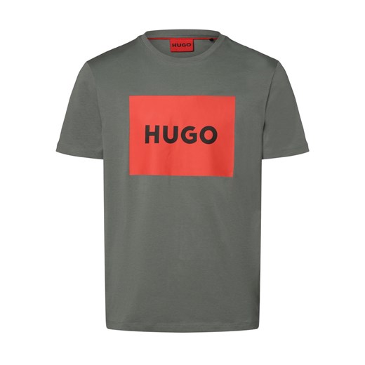HUGO Koszulka męska - Dulive222 Mężczyźni Bawełna khaki nadruk ze sklepu vangraaf w kategorii T-shirty męskie - zdjęcie 168980623