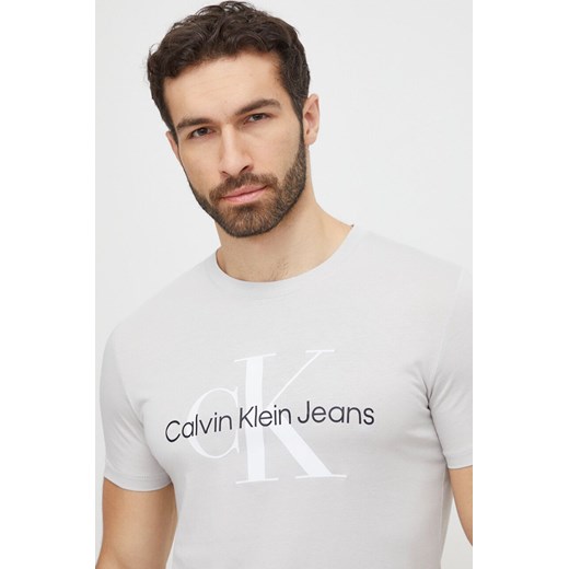 Calvin Klein Jeans t-shirt bawełniany kolor szary z nadrukiem ze sklepu ANSWEAR.com w kategorii T-shirty męskie - zdjęcie 168981733