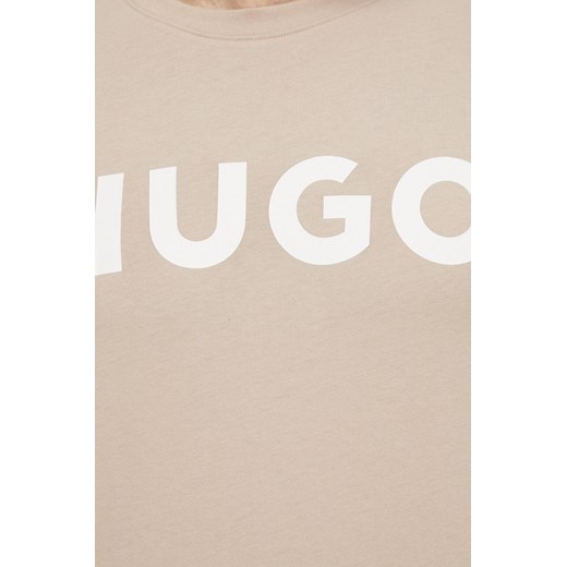 HUGO t-shirt bawełniany męski kolor beżowy z nadrukiem S ANSWEAR.com