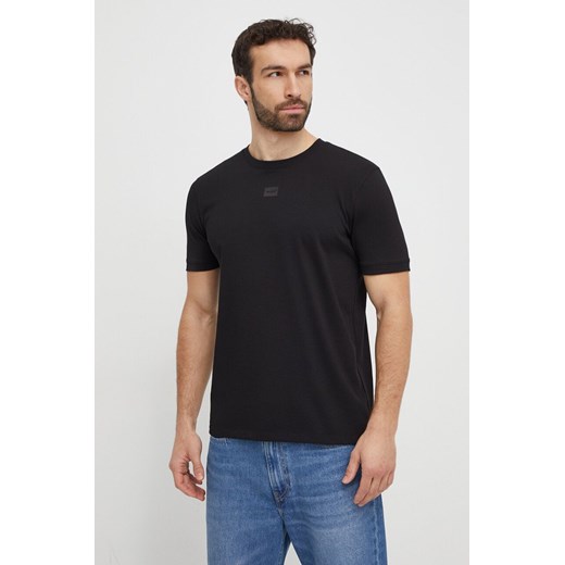 HUGO t-shirt bawełniany męski kolor czarny z aplikacją XL ANSWEAR.com
