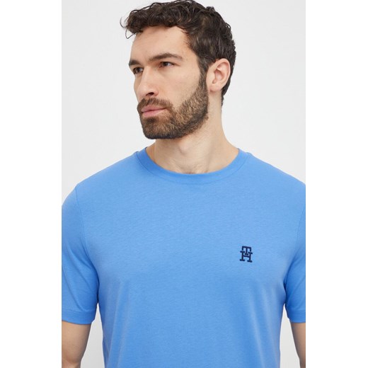 Tommy Hilfiger t-shirt bawełniany męski kolor niebieski z aplikacją Tommy Hilfiger M ANSWEAR.com