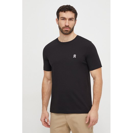 Tommy Hilfiger t-shirt bawełniany męski kolor czarny z aplikacją MW0MW33987 ze sklepu ANSWEAR.com w kategorii T-shirty męskie - zdjęcie 168982632