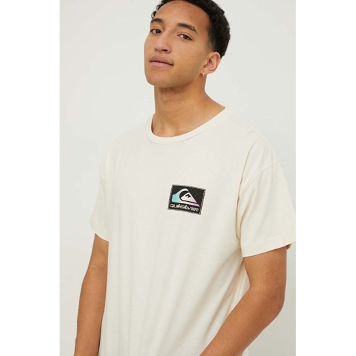 Quiksilver t-shirt bawełniany męski kolor beżowy z nadrukiem ze sklepu ANSWEAR.com w kategorii T-shirty męskie - zdjęcie 168982644