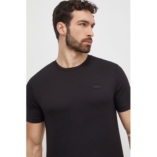 Calvin Klein t-shirt bawełniany męski kolor czarny gładki ze sklepu ANSWEAR.com w kategorii T-shirty męskie - zdjęcie 168982663