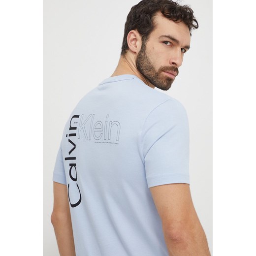 Calvin Klein t-shirt bawełniany męski kolor niebieski z nadrukiem Calvin Klein XXL ANSWEAR.com