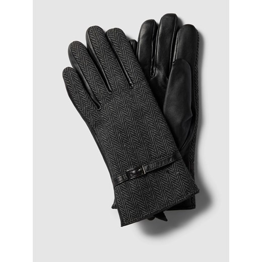 Rękawiczki ze wzorem w jodełkę w kolorze czarnym ze sklepu Peek&Cloppenburg  w kategorii Rękawiczki męskie - zdjęcie 168989333