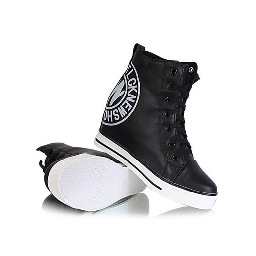 Czarne trampki sneakersy /C7-2 U271 pn3/ pantofelek24 czarny podszewka