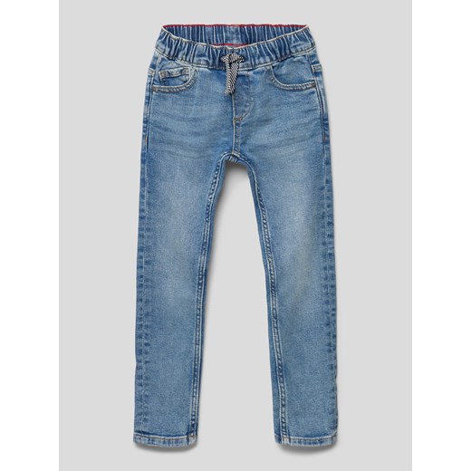 Jeansy o kroju slim fit z elastycznym pasem i tunelem ze sklepu Peek&Cloppenburg  w kategorii Spodnie chłopięce - zdjęcie 168990090