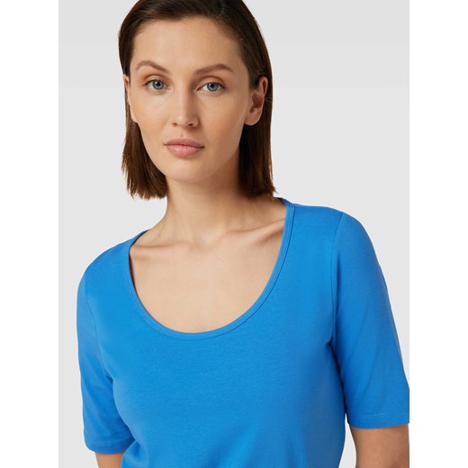 Bluzka damska niebieska S.Oliver z elastanu z okrągłym dekoltem 