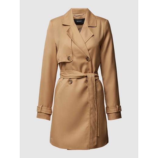 Krótki płaszcz z wiązanym paskiem model ‘CELESTE’ ze sklepu Peek&Cloppenburg  w kategorii Płaszcze damskie - zdjęcie 168991231
