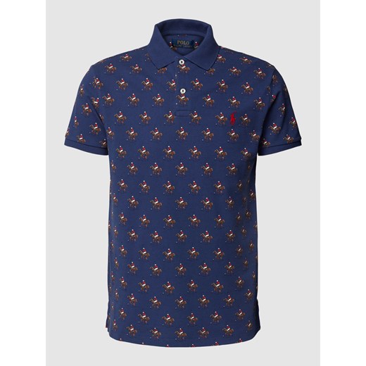 Koszulka polo o kroju slim fit z wzorem na całej powierzchni ze sklepu Peek&Cloppenburg  w kategorii T-shirty męskie - zdjęcie 168992550