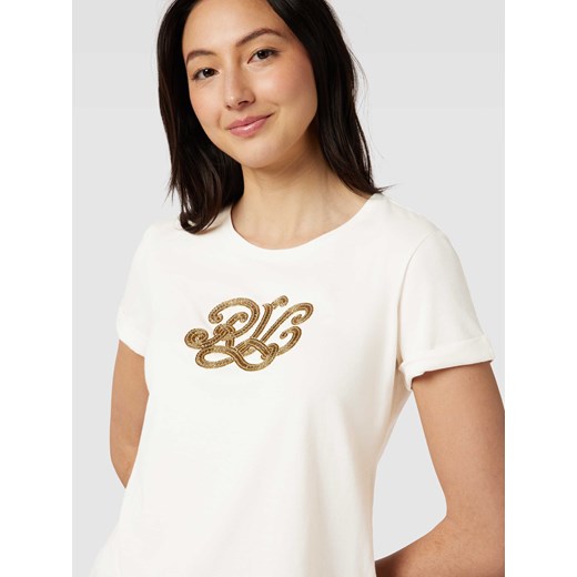 T-shirt z cekinowym obszyciem z logo model ‘HALLY’ XL Peek&Cloppenburg 