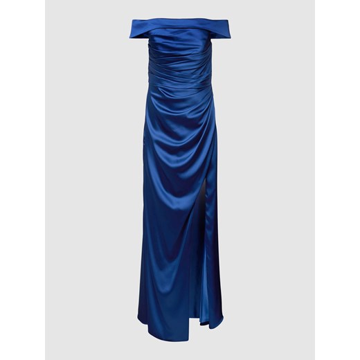 Sukienka Unique maxi niebieska satynowa 
