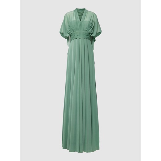 Sukienka Troyden Collection elegancka zielona maxi z dekoltem w serek 