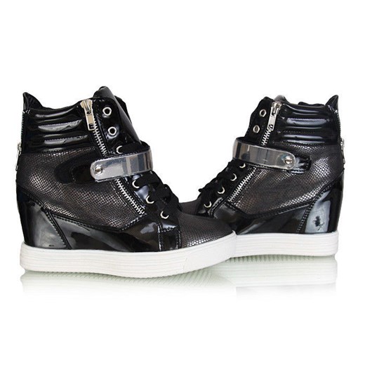 Oryginalne czarne botki sneakersy /F1-1 W131 sel6x9/ pantofelek24 szary skóra