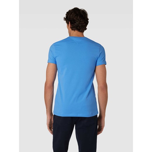 Niebieski t-shirt męski Tommy Hilfiger bawełniany z krótkim rękawem 