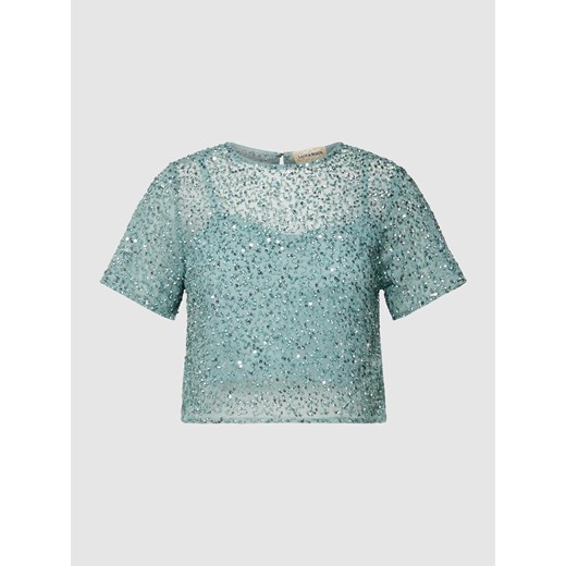 T-shirt z obszyciem ozdobnymi kamieniami i cekinowym obszyciem ze sklepu Peek&Cloppenburg  w kategorii Bluzki damskie - zdjęcie 168995570