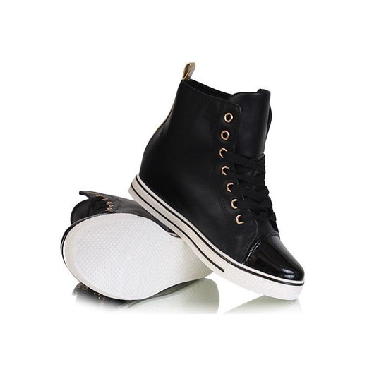 Czarne botki sneakersy /F3-2 W118 sel3x4/ pantofelek24 czarny skóra