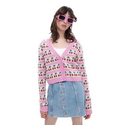 Cropp - Wzorzysty kardigan - różowy Cropp L wyprzedaż Cropp