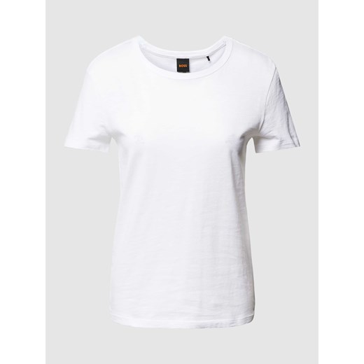 T-shirt z prążkowanym,okrągłym dekoltem model ‘Esla’ ze sklepu Peek&Cloppenburg  w kategorii Bluzki damskie - zdjęcie 169005994