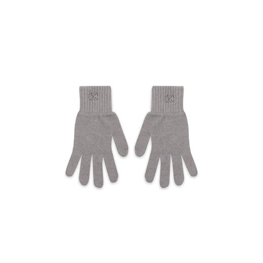 Calvin Klein Rękawiczki Damskie Re-Lock Knit Gloves K60K611164 Szary ze sklepu MODIVO w kategorii Rękawiczki damskie - zdjęcie 169016554