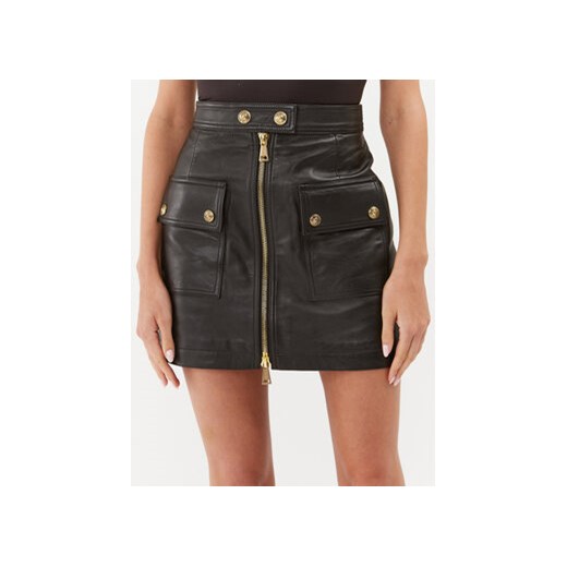 Versace Jeans Couture Spódnica skórzana 75HAEP01 Czarny Regular Fit ze sklepu MODIVO w kategorii Spódnice - zdjęcie 169017913