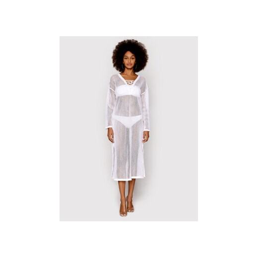 Seafolly Sukienka plażowa Crochet Cover Up 54630-CU Biały Relaxed Fit S promocyjna cena MODIVO