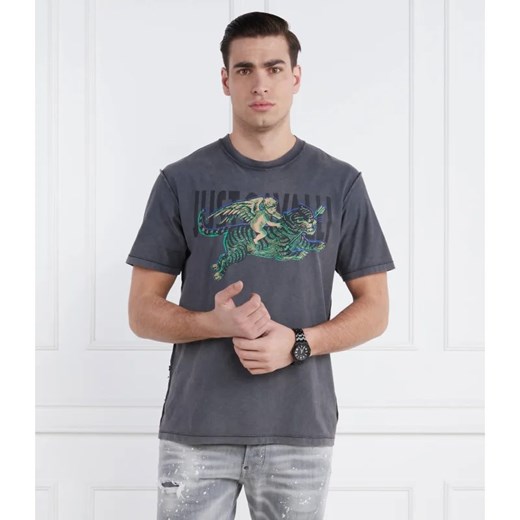 T-shirt męski Just Cavalli szary z krótkim rękawem