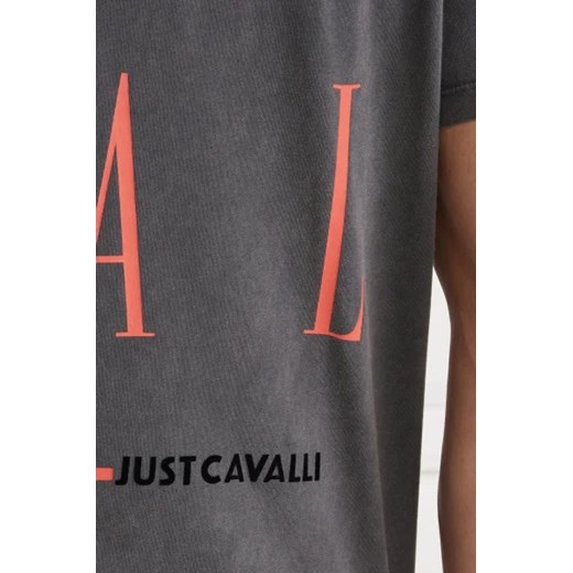 T-shirt męski Just Cavalli szary z krótkim rękawem 