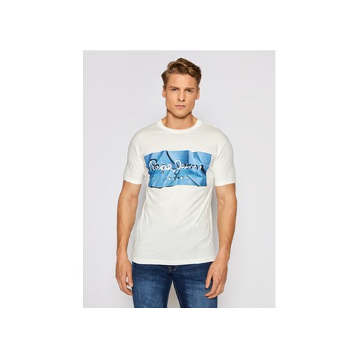 Pepe Jeans T-Shirt Raury PM506480 Biały Slim Fit ze sklepu MODIVO w kategorii T-shirty męskie - zdjęcie 169047474
