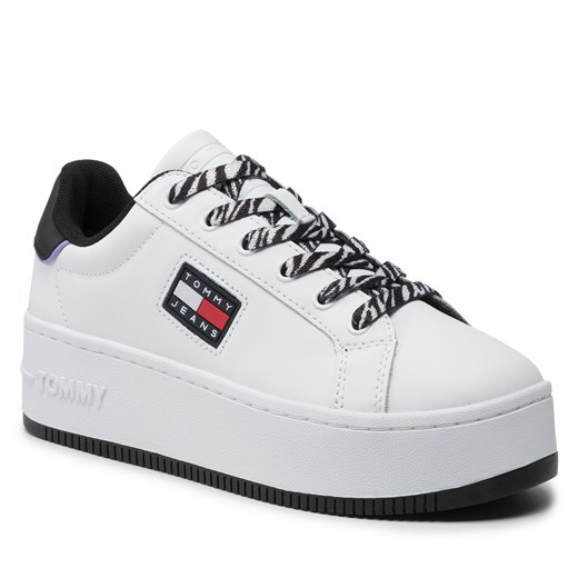 Sneakersy Tommy Jeans Flatform Wild Animal Cupsole EN0EN01655 White YBR Tommy Jeans 38 eobuwie.pl