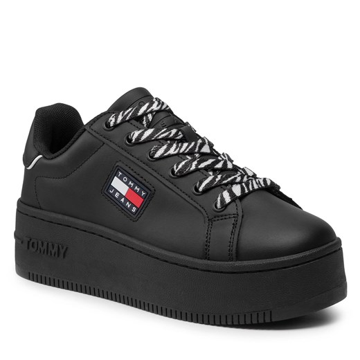 Sneakersy Tommy Jeans Flatform Wild Animal Cupsole EN0EN01655 Black BDS Tommy Jeans 38 wyprzedaż eobuwie.pl