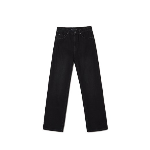 Cropp - Czarne jeansy wide leg - czarny ze sklepu Cropp w kategorii Jeansy damskie - zdjęcie 169097532