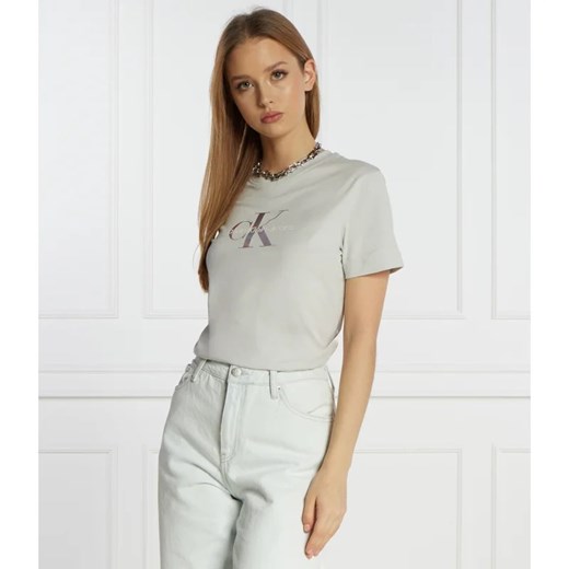 Bluzka damska Calvin Klein z okrągłym dekoltem z krótkim rękawem na lato 