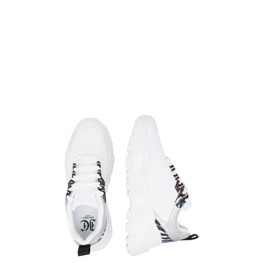 Buty sportowe damskie Just Cavalli sneakersy białe z tkaniny na platformie 