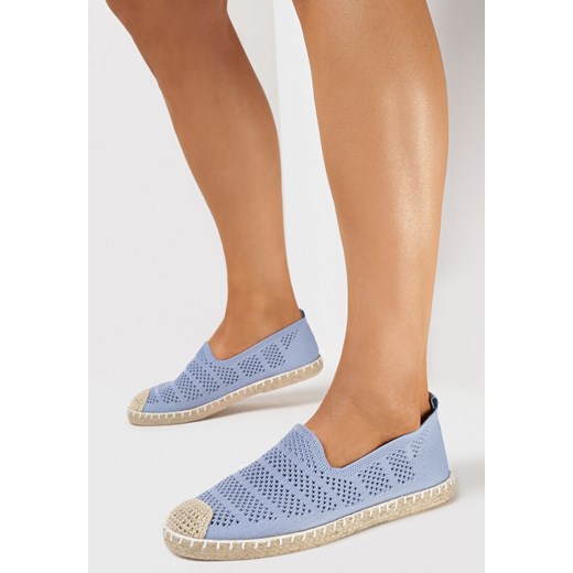 Niebieskie Espadryle z Ażurowej Siateczki Ozdobione Plecionką Lanivesa ze sklepu born2be.pl w kategorii Espadryle damskie - zdjęcie 169102120