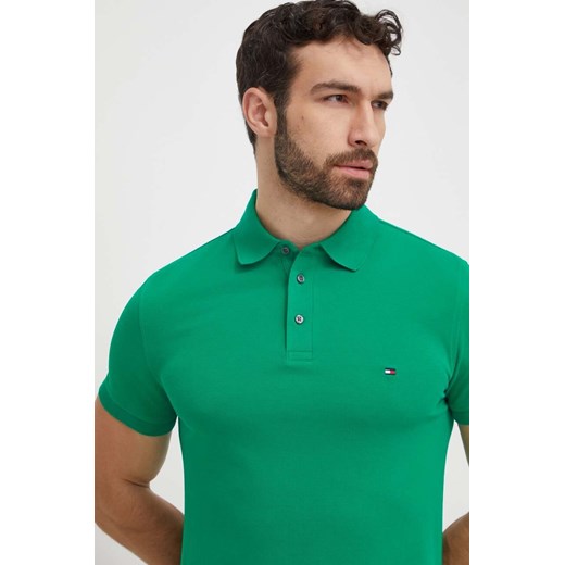 Tommy Hilfiger polo męski kolor zielony wzorzysty MW0MW17771 ze sklepu ANSWEAR.com w kategorii T-shirty męskie - zdjęcie 169103002