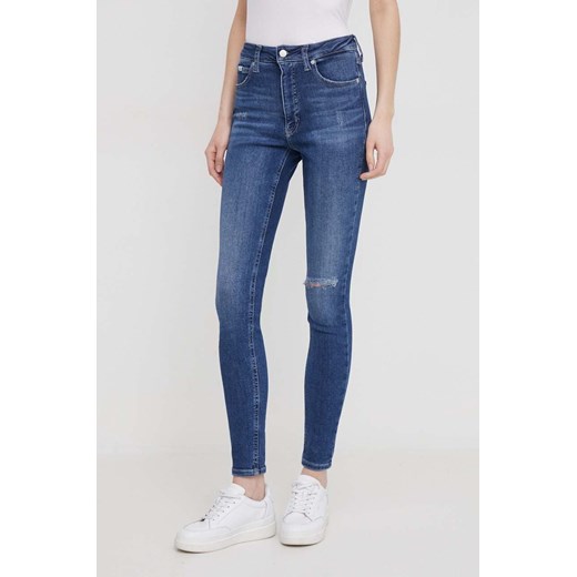 Calvin Klein Jeans jeansy damskie kolor niebieski ze sklepu ANSWEAR.com w kategorii Jeansy damskie - zdjęcie 169106121