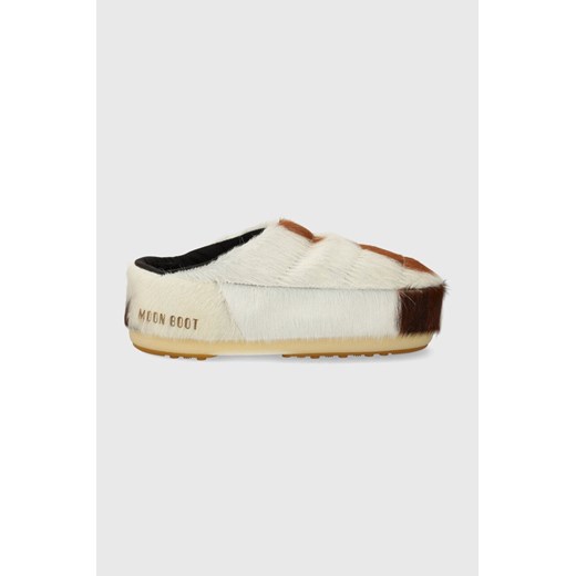 Klapki damskie Moon Boot casual bez zapięcia letnie skórzane na platformie