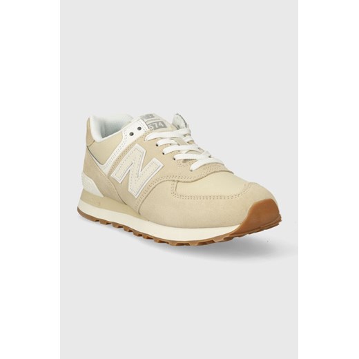 Buty sportowe damskie beżowe New Balance w stylu casual new 575 płaskie wiązane