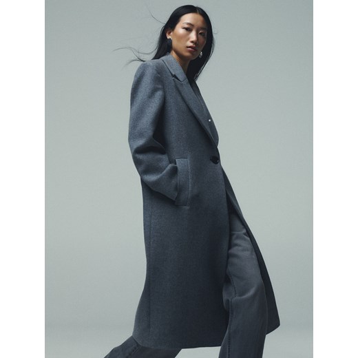 Reserved - Wełniany płaszcz - jasnoszary Reserved S Reserved