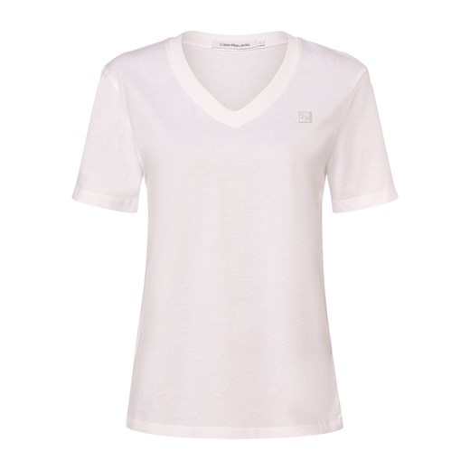Calvin Klein Jeans Koszulka damska Kobiety Bawełna biały jednolity ze sklepu vangraaf w kategorii Bluzki damskie - zdjęcie 169111391