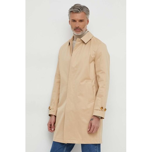 Michael Kors płaszcz męski kolor beżowy przejściowy ze sklepu ANSWEAR.com w kategorii Płaszcze męskie - zdjęcie 169112472