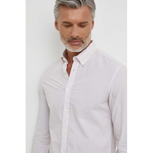 Pepe Jeans koszula bawełniana męska kolor biały regular z kołnierzykiem button-down ze sklepu ANSWEAR.com w kategorii Koszule męskie - zdjęcie 169112640
