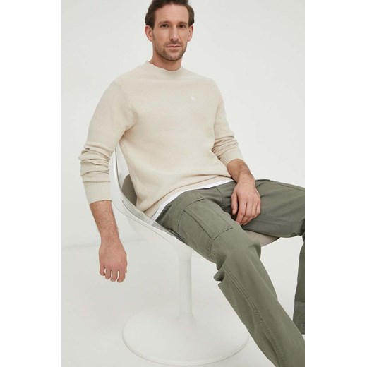 G-Star Raw sweter bawełniany kolor beżowy lekki ze sklepu ANSWEAR.com w kategorii Swetry męskie - zdjęcie 169112782