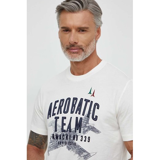 Aeronautica Militare t-shirt bawełniany męski kolor beżowy z nadrukiem ze sklepu ANSWEAR.com w kategorii T-shirty męskie - zdjęcie 169112984