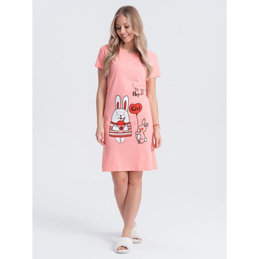 Piżama damska koszula nocna 200ULR - brzoskwiniowa ze sklepu Edoti w kategorii Piżamy damskie - zdjęcie 169130871