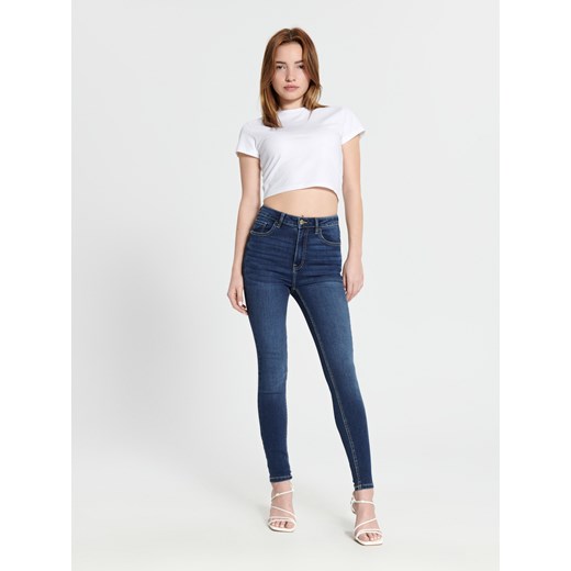 Sinsay - Jeansy skinny high waist - granatowy Sinsay 44 Sinsay