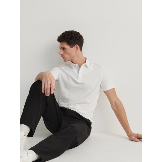 Reserved - Koszulka polo regular - biały ze sklepu Reserved w kategorii T-shirty męskie - zdjęcie 169133333