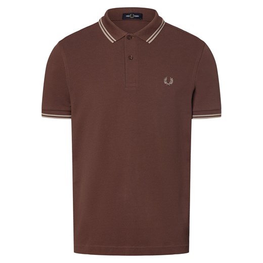 Fred Perry Męska koszulka polo Mężczyźni Bawełna czekoladowy jednolity ze sklepu vangraaf w kategorii T-shirty męskie - zdjęcie 169136854